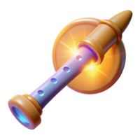 wonderful rustic 3D Render Golden Magical Flute Illustration high resolution png