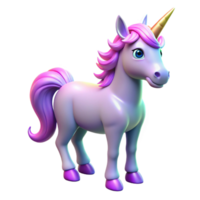magnificent rustic Cute Purple Unicorn 3D Render authentic png