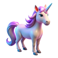 beautiful vintage Cute Cartoon Unicorn 3D Render premium png