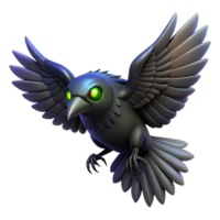 serene contemporary 3D Render of a Stylized Crow in Flight high quality png