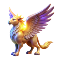 elegant rustic Golden Griffin 3D Render high quality png