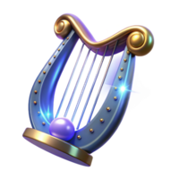 serene minimalist 3D Render of a Blue Harp authentic png
