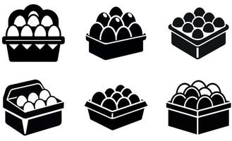 Egg box silhouette icon set design vector