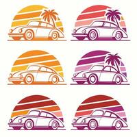 Half Sunsets in Retro Style vector
