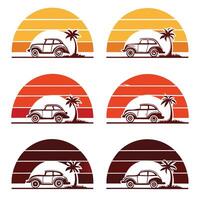 Sunset Graphics in Retro Style vector