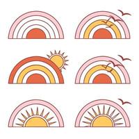 Sunrise and Sunset Retro Graphics vector