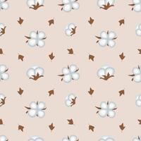 Seamless pattern with a cotton on a beige background. vector