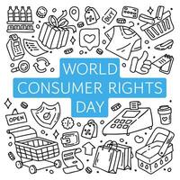 World Consumer Rights Day doodle illustration vector