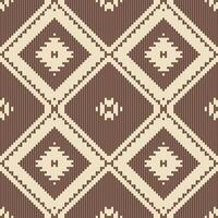 Ethnic Fabric Pixel Ikat Print Patternfolk Embroidery, Aztec Geometric Ornament Print. Design for Carpet, Wallpaper, Clothing, Wrapping, Fabric vector