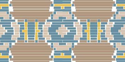Pixel Geometric Ikat Kurti Patternfolk Embroidery, Aztec Geometric Ornament Print. Design for Carpet, Wallpaper, Clothing, Wrapping, Fabric vector