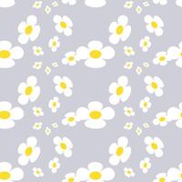 Blossom Daisy Pattern Printable. Retro Seamless Pattern With Daisy Flower on Color Backgrounds . Cute Floral Print. vector