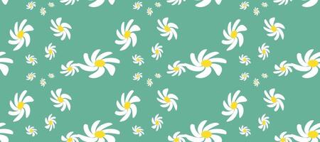 Blossom Daisy Pattern Drawing. Vintage Seamless Pattern With Daisy Flower on Color Backgrounds . Cute Floral Print. vector