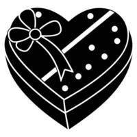 Heart shaped box with bow and ribbon illustration vector
