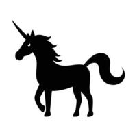 A black unicorn is standing in front of a white background vector