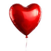 A Large Shiny Red Heart Shaped Balloon Floating on a String png