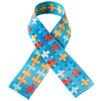Autism Awareness Ribbon Crafted from Colorful Puzzle Pieces Representing the Complexity and Uniqueness of Individuals with Autism Spectrum Disorder png