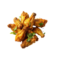 Delicious Crispy Fried Chicken Wings with Fresh Parsley Garnish png