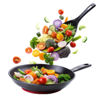 A Colorful Array of Fresh Vegetables Being Tossed into a Wok for a Delicious and Healthy Meal png