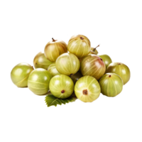 A Closeup of a Pile of Fresh Green Gooseberries with a Leaf png