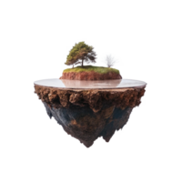 A Miniature Floating Island with Two Trees on a Smooth Surface png