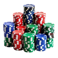 A CloseUp View of Multiple Stacks of Poker Chips in Red, Blue, and Green png