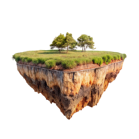 Floating Island with Lush Green Grass and Trees A Surreal 3D Render of a Cross Section of Earth png