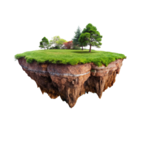 A Serene Floating Island with Lush Greenery and Towering Trees png