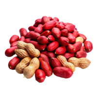 A closeup view of a pile of red and brown peanuts in their shells png