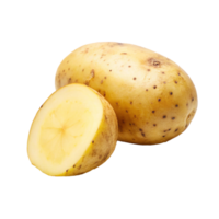 A whole potato and a half of a potato, showing the inside of the potato png