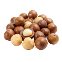 A CloseUp View of a Pile of Macadamia Nuts Some Shelled and Some in Shell png