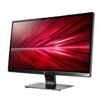 Sleek Black Computer Monitor with Vibrant Red Abstract Background Display png