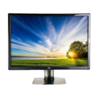 Sleek Black SBEC Computer Monitor Displaying Serene Landscape Image png