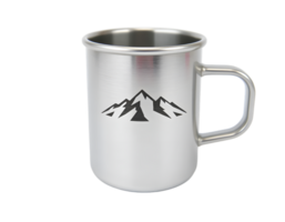 Mug of hot drink with mountains on a transparent background png