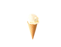 Vanilla ice cream in waffle cone isolated on transparent background png