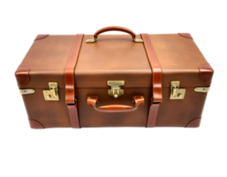 Brown leather suitcase isolated on a transparent background png