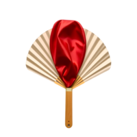 Folding fan with red satin cloth isolated on transparent background png