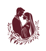 The couple is in a floral frame with a red background png