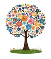 A colorful tree with many flowers on it png