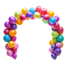 A rainbow colored balloon arch is shown on a black background png