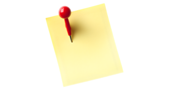 A yellow sticky note with a red push pin png