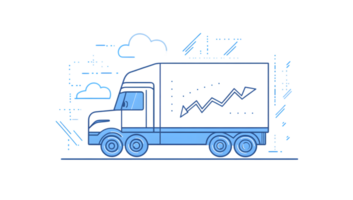 A truck with a line drawing of a cloud png
