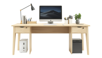 Modern desk with computer png