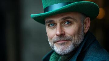 A man with a green hat and beard photo
