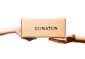 Hands holding a donation box png