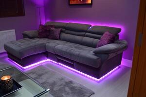 Modern Purple Lighted Corner Sofa in Home Theater photo