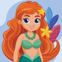 A drawing of a mermaid with a mermaid on the bottom vector