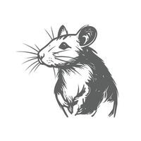 A black and white drawing of a mouse vector