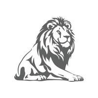 Lion silhouette with black and white design, sitting pose, . vector
