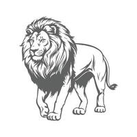 Lion silhouette with black and white design, isolated on white background vector
