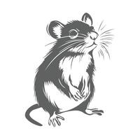 A black and white drawing of a mouse vector